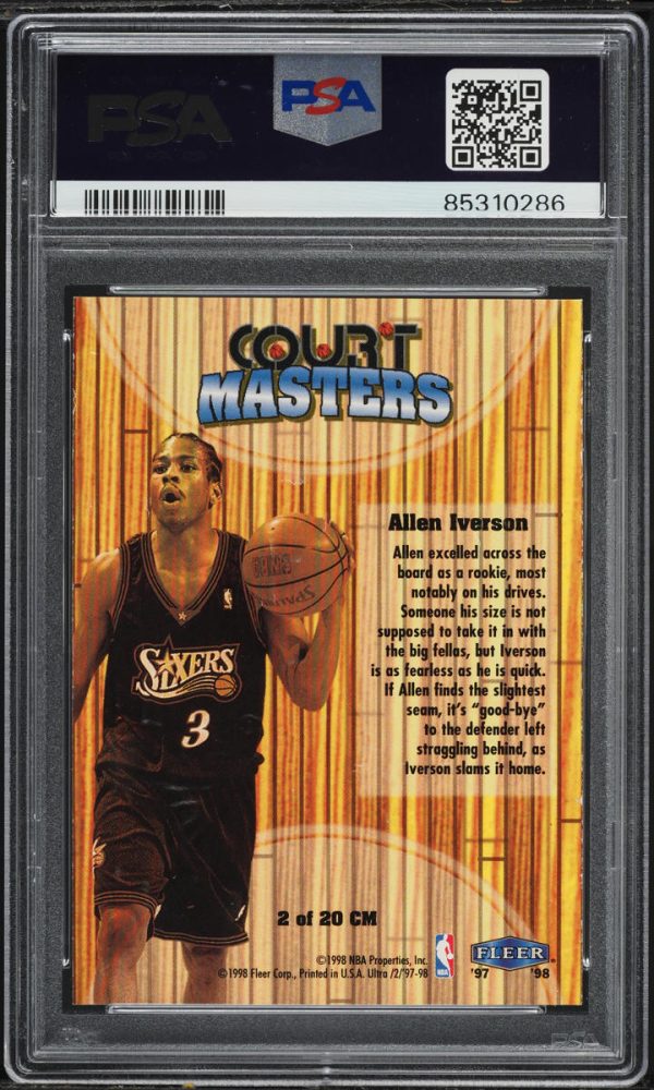 1997 Ultra Court Masters Allen Iverson #2CM PSA 9 MINT - Image 2