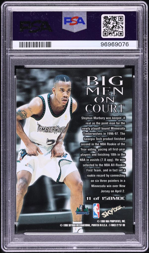 1997 Skybox Z-Force Big Men On Court Stephon Marbury #11 PSA 10 GEM MINT - Image 2
