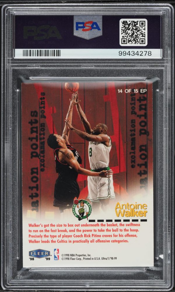 1998 Ultra Exclamation Points Antoine Walker #14 PSA 8 NM-MT - Image 2