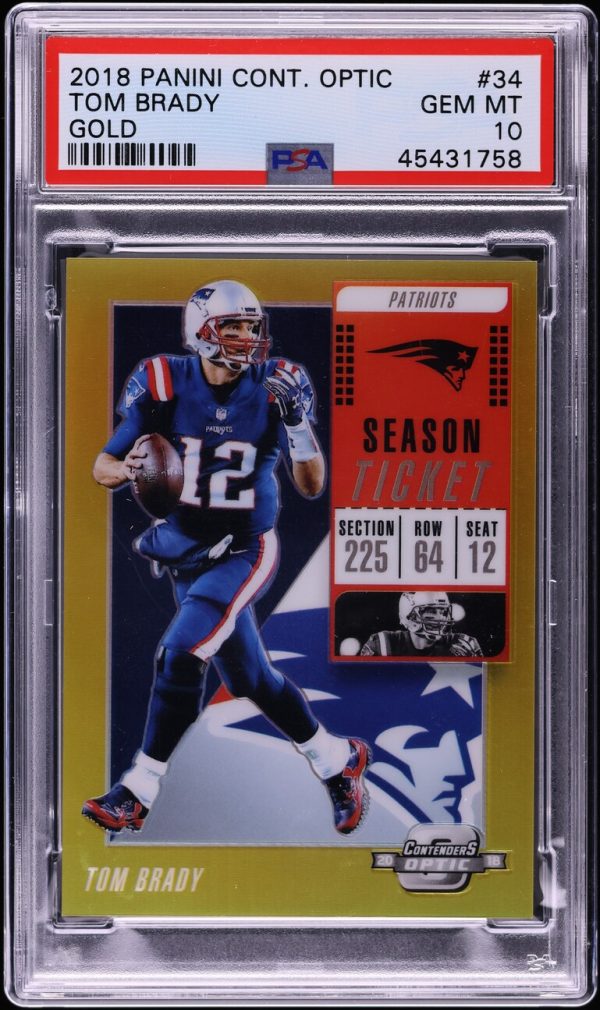 2018 Panini Contenders Optic Gold Tom Brady /10 #34 PSA 10 GEM MINT