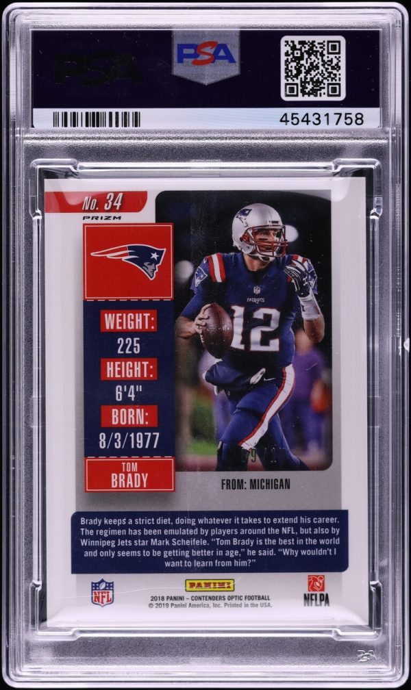 2018 Panini Contenders Optic Gold Tom Brady /10 #34 PSA 10 GEM MINT - Image 2