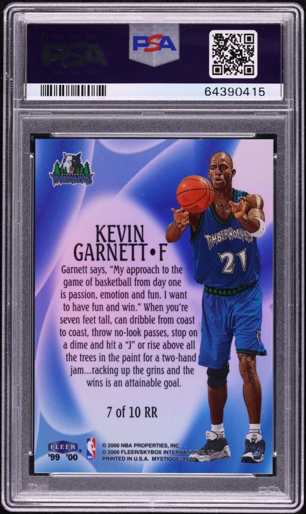 1999 Fleer Mystique Raise the Roof Kevin Garnett /100 #7 PSA 8 NM-MT - Image 2