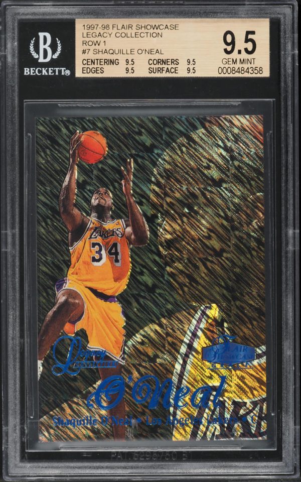 1997 Flair Showcase Legacy Collection Row 1 /100 Shaquille O'Neal #7 BGS 9.5 Gem Mint