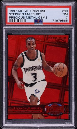 1997 Metal Universe Precious Metal Gems Stephon Marbury /100 #90 PSA 7