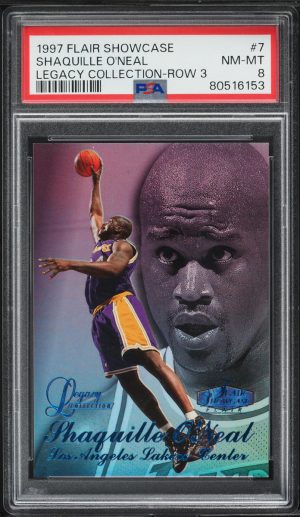 1997 Flair Showcase Legacy Collection Row 3 Shaquille O'Neal Jersey #34/100 #7 PSA 8