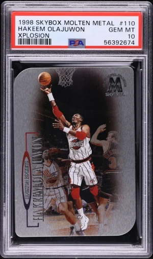 1998 Skybox Molten Metal Xplosion Hakeem Olajuwon PSA 10 Gem Mint