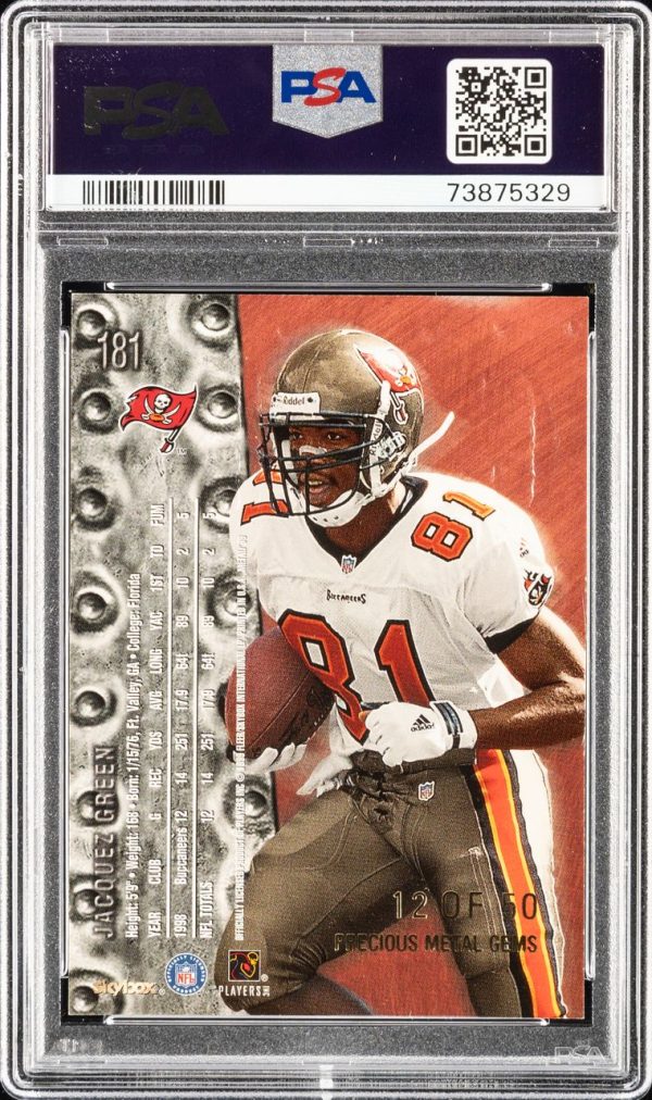 1999 Metal Universe Precious Metal Gems /50 Jaquez Green #181 PSA 8 - Image 2
