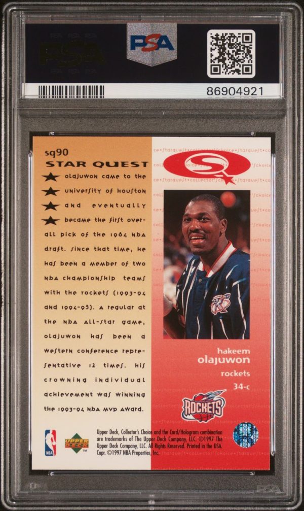 1997 Collector's Choice Starquest Hakeem Olajuwon #SQ90 PSA 10 Gem Mint - Image 2