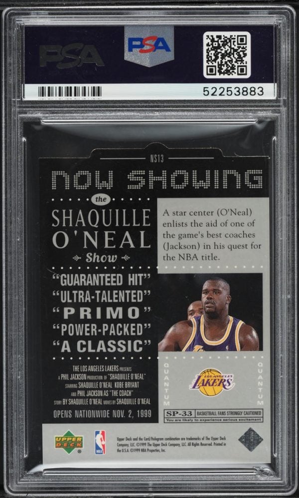 1999 Upper Deck Now Showing Level 1 Die-Cut Shaquille O'Neal /100 #NS13 PSA 10 - Image 2