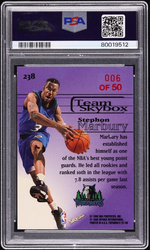 1997 Skybox Premium Star Rubies Stephon Marbury /50 #238 PSA 7 - Image 2
