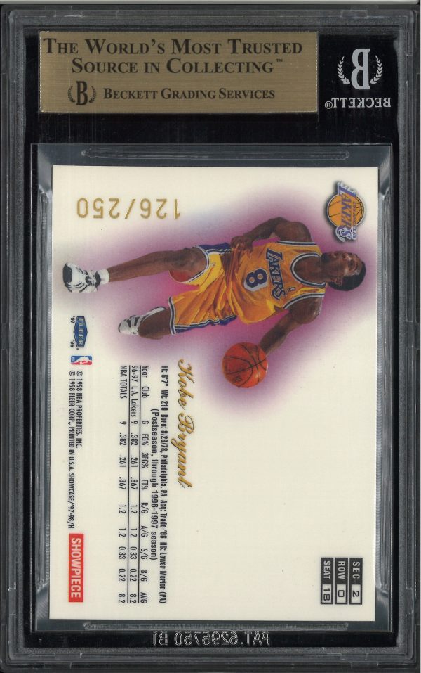 1997 Flair Showcase Row 0 Kobe Bryant /250 #18 BGS 10 Pristine - Image 2