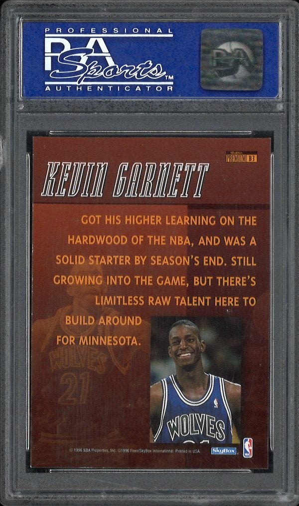 1996 Skybox Premium Larger Than Life Kevin Garnett #B3 PSA 9 Mint - Image 2
