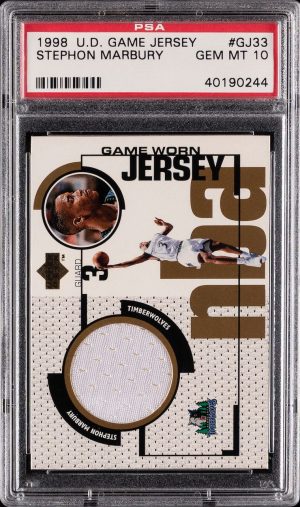 1998 Upper Deck Game Jersey Stephon Marbury #GJ33 PSA 10 Gem Mint
