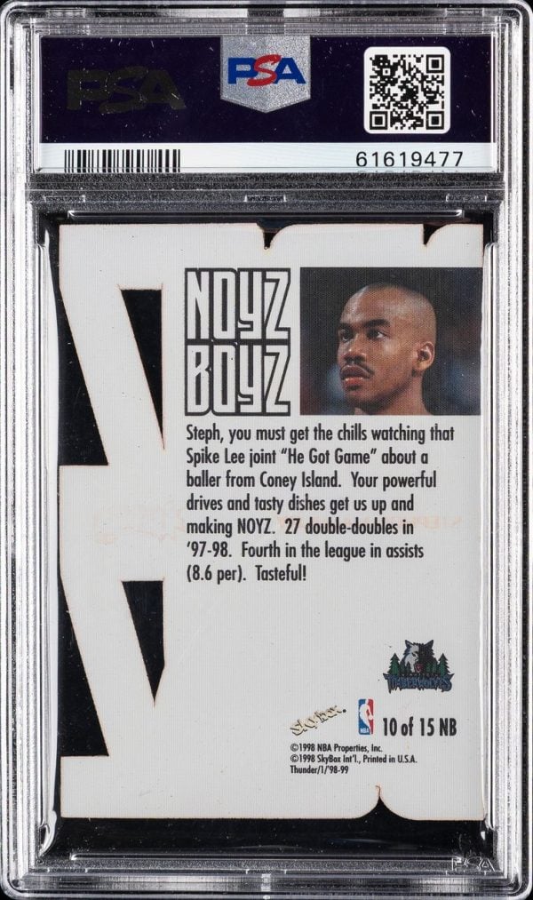 1998 Skybox Thunder Noyz Boyz Stephon Marbury #10 PSA 10 Gem Mint - Image 2